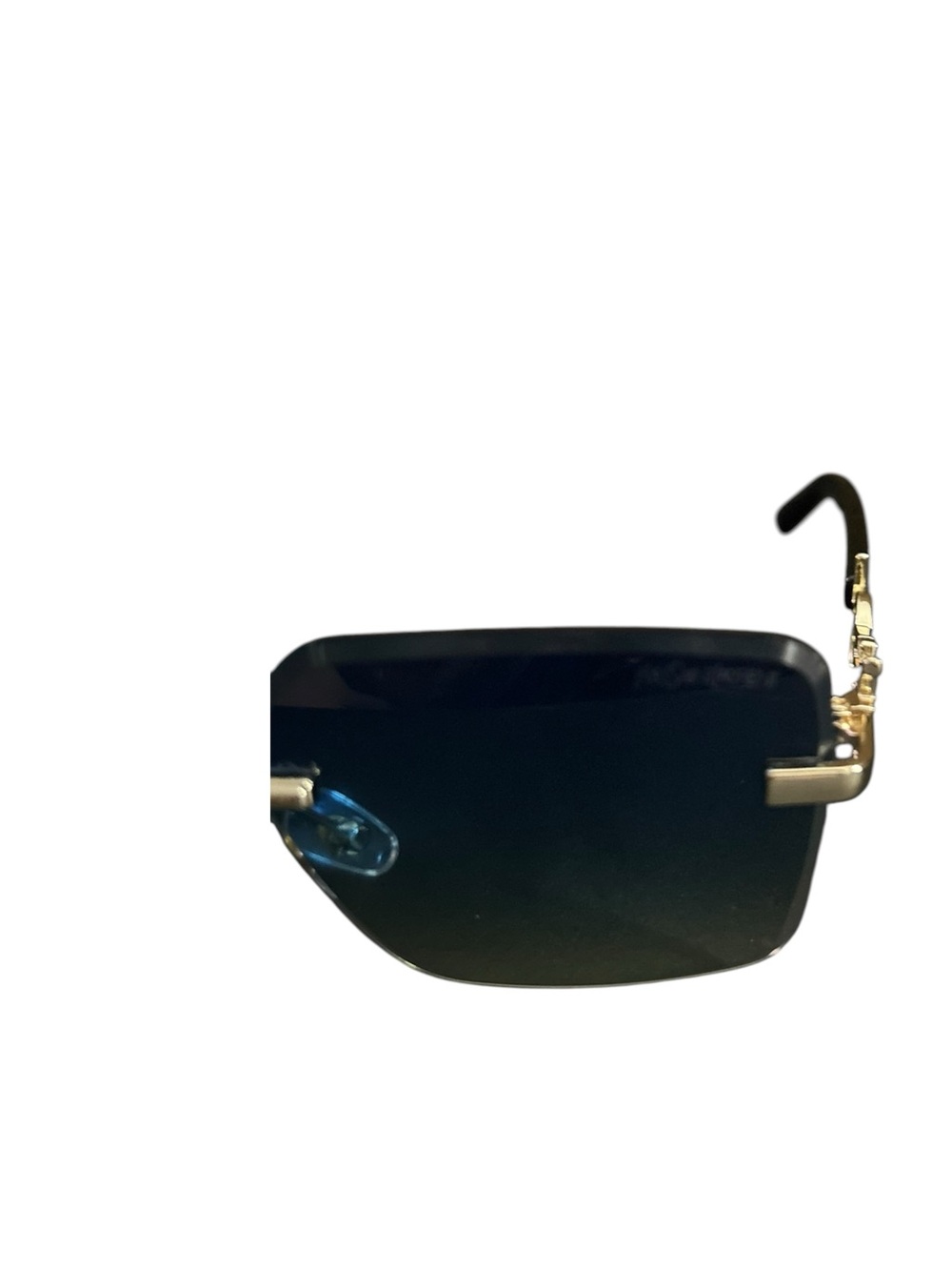 Rimless Blue Gradient Women’s Sunglasses with Gold Bridge - Picture 15 of 15